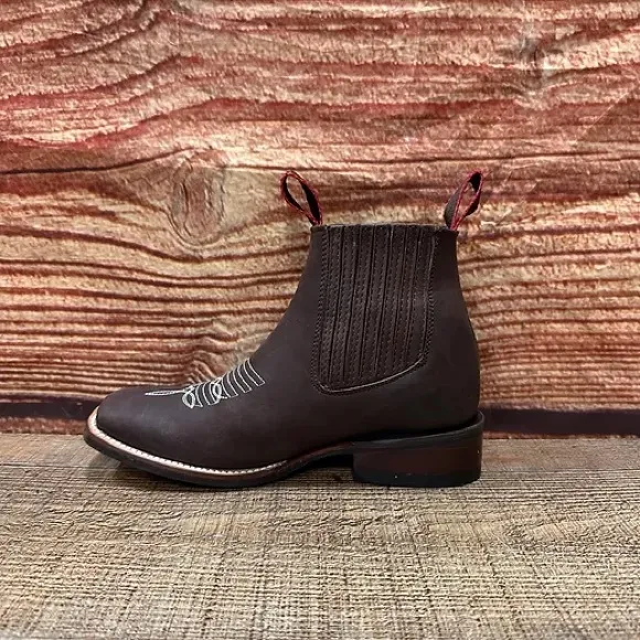 Women's Nubuck Leather Western Cowgirl Half Boot Brown Rodeo Botin Piel Café