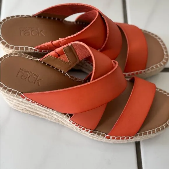 Women's Orange Wedge Sandals Nordstrom Rack size 6.5