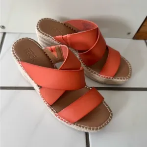 Women's Orange Wedge Sandals Nordstrom Rack size 6.5
