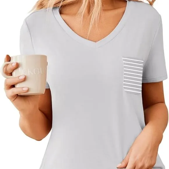 Womens Pajama Sets Short Sleeve Pajamas for Women Sets Soft Lounge Sets Casual