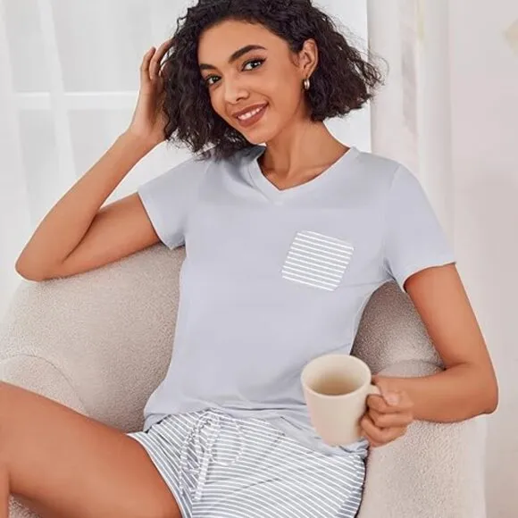 Womens Pajama Sets Short Sleeve Pajamas for Women Sets Soft Lounge Sets Casual