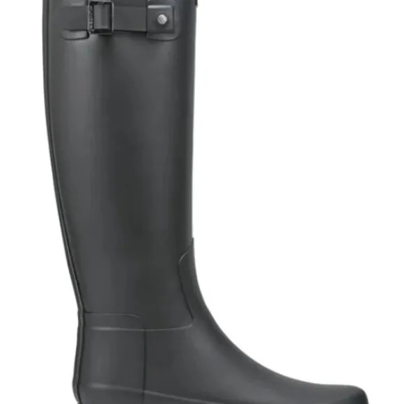 Women's Refined Slim Fit Black Size 10 Rain Boots