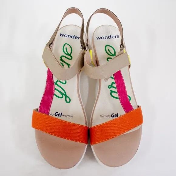 Wonders Greene Nepal Platform Wedge Strappy Sandals Open Toe Women's Size 8.5