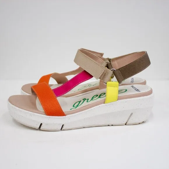 Wonders Greene Nepal Platform Wedge Strappy Sandals Open Toe Women's Size 8.5
