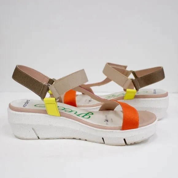 Wonders Greene Nepal Platform Wedge Strappy Sandals Open Toe Women's Size 8.5