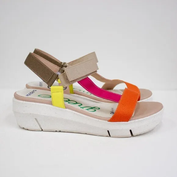 Wonders Greene Nepal Platform Wedge Strappy Sandals Open Toe Women's Size 8.5