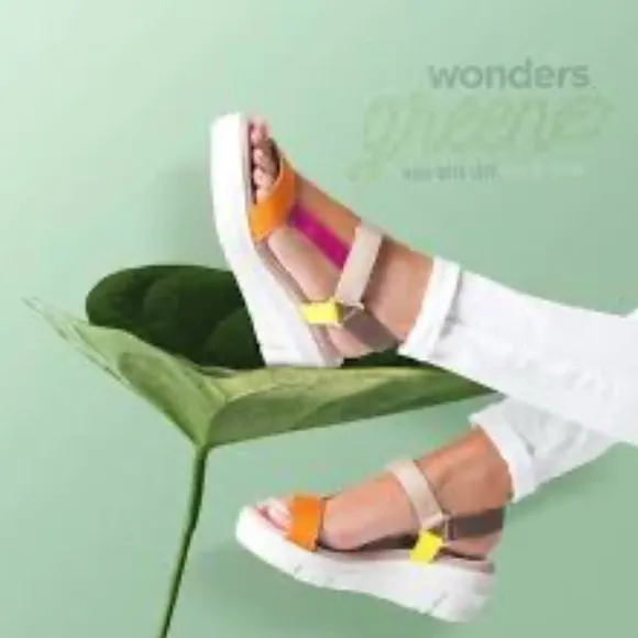 Wonders Greene Nepal Platform Wedge Strappy Sandals Open Toe Women's Size 8.5