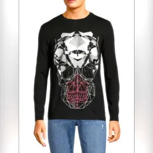 X RAY Tee Embellished Skull Long Sleeve. Size Large.