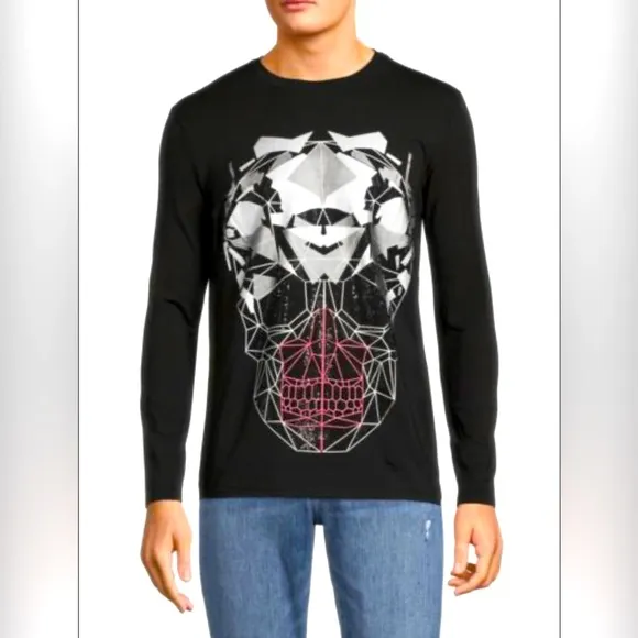 X RAY Tee Embellished Skull Long Sleeve. Size Large.