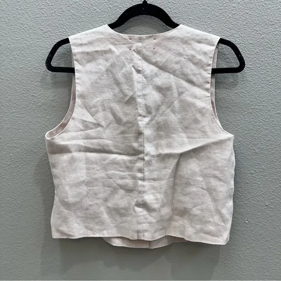Xírena Womens Size M Sugarcane Vida Linen Vest Button Front Cropped
