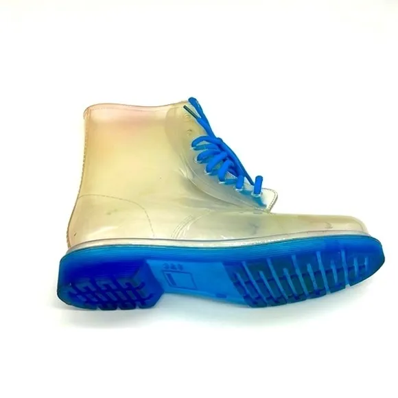 Yoki Boots - Clear Jelly Blue Lace Up Combat Boot Size 41