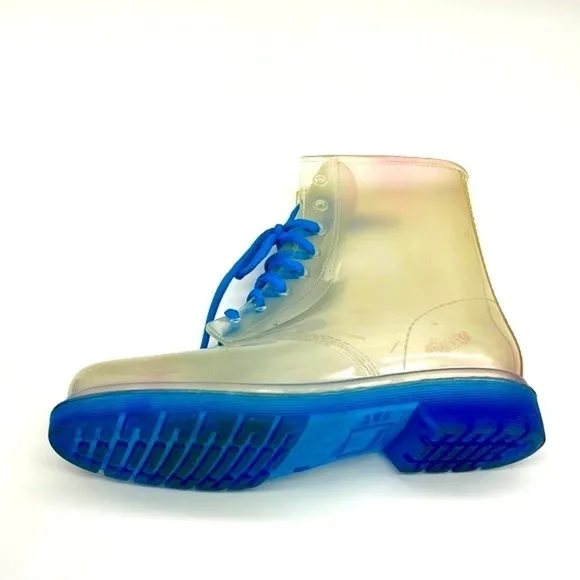 Yoki Boots - Clear Jelly Blue Lace Up Combat Boot Size 41