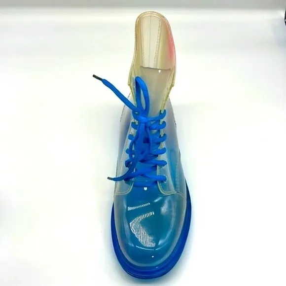 Yoki Boots - Clear Jelly Blue Lace Up Combat Boot Size 41
