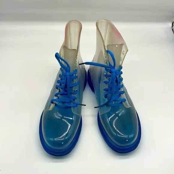 Yoki Boots - Clear Jelly Blue Lace Up Combat Boot Size 41