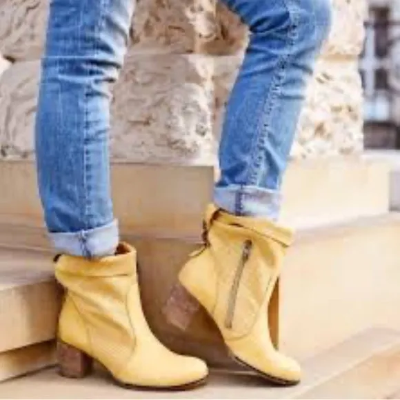 Zapato Leather Handmade Stylish Yellow Ankle Boots 39 US 8.5