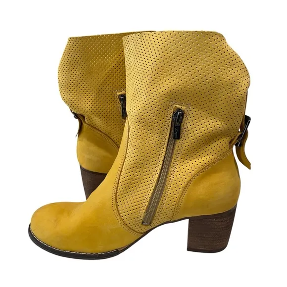 Zapato Leather Handmade Stylish Yellow Ankle Boots 39 US 8.5