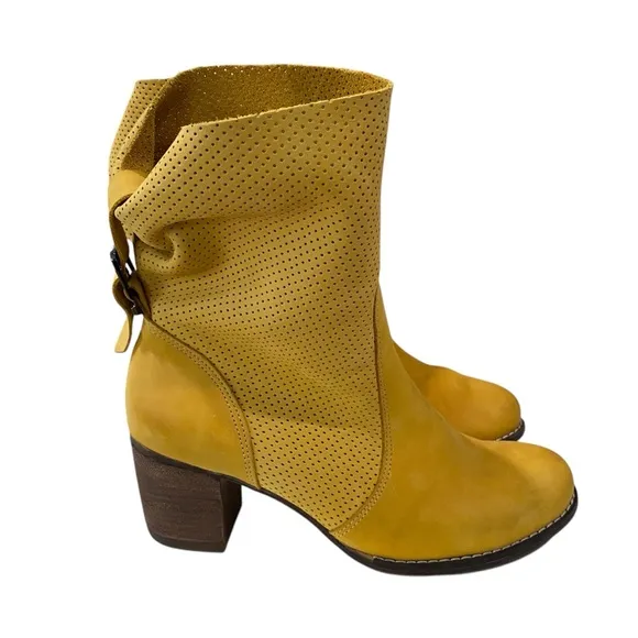 Zapato Leather Handmade Stylish Yellow Ankle Boots 39 US 8.5