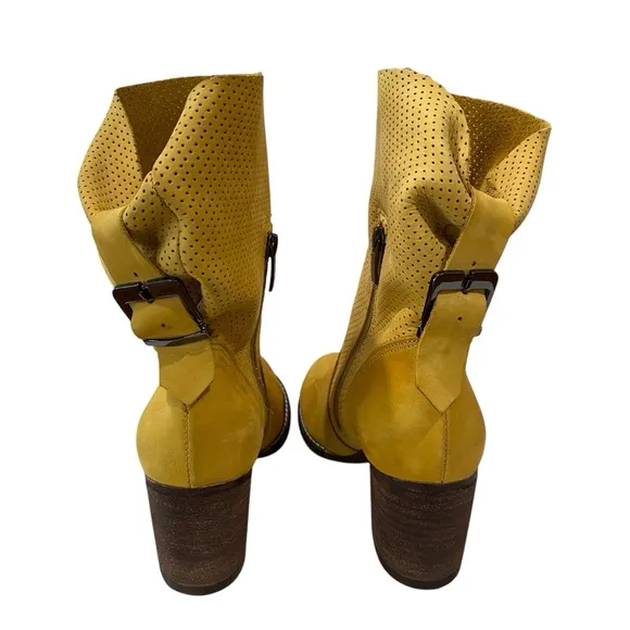 Zapato Leather Handmade Stylish Yellow Ankle Boots 39 US 8.5