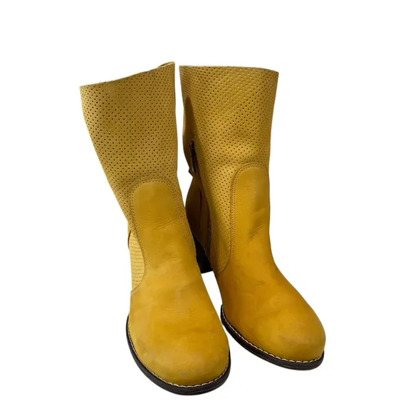 Zapato Leather Handmade Stylish Yellow Ankle Boots 39 US 8.5