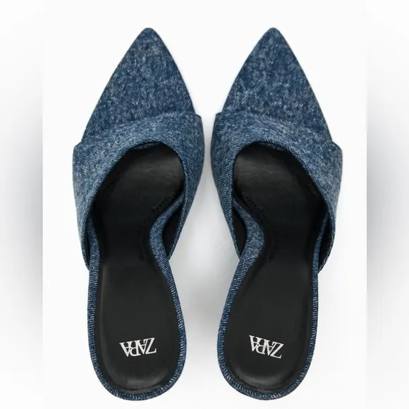 ZARA DENIM HEELED SANDALS
