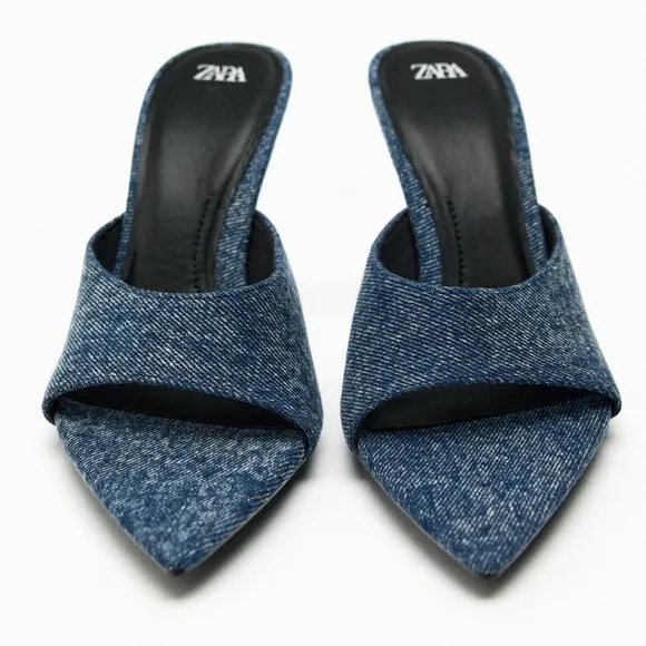 ZARA DENIM HEELED SANDALS