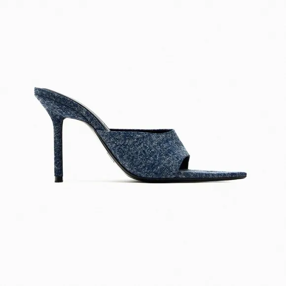 ZARA DENIM HEELED SANDALS