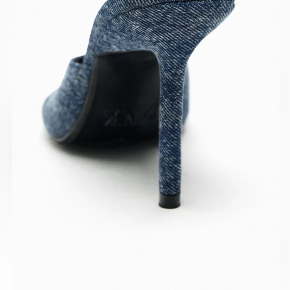 ZARA DENIM HEELED SANDALS