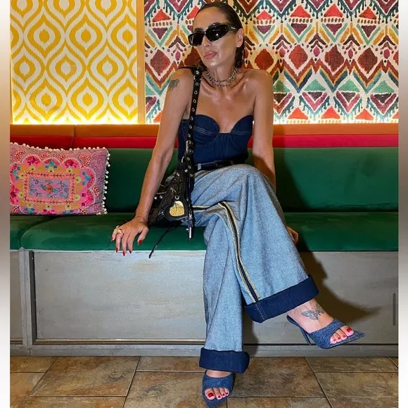 ZARA DENIM HEELED SANDALS