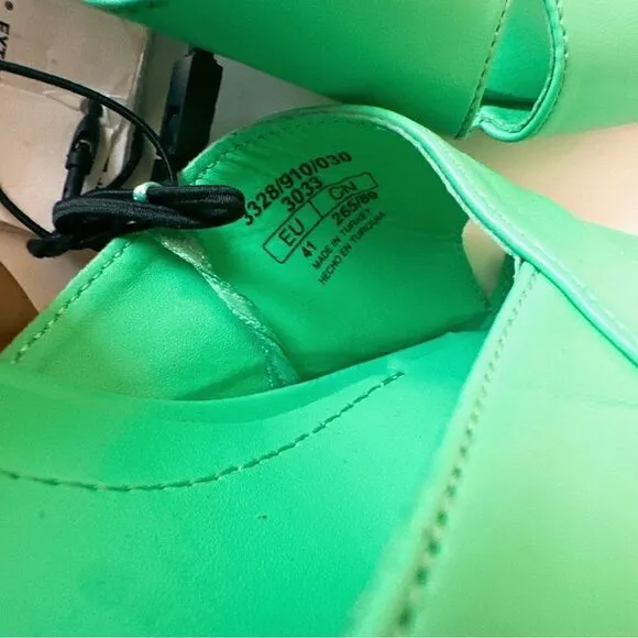 ZARA Green Block Wide Heeled Sandals NWT
