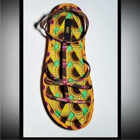Zara NWT multicolor printed sandals
