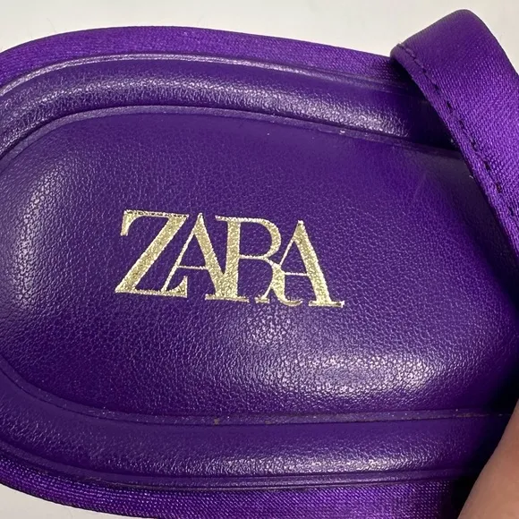 Zara Purple Satin Chunky Heel Platform Sandals