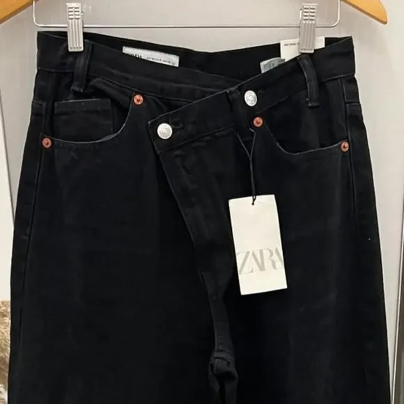 Zara Wide Leg Crossed Waist Jeans Size 0