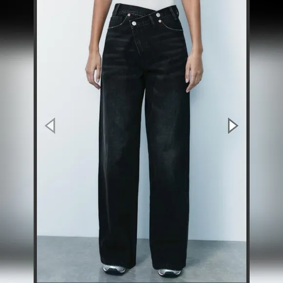 Zara Wide Leg Crossed Waist Jeans Size 0
