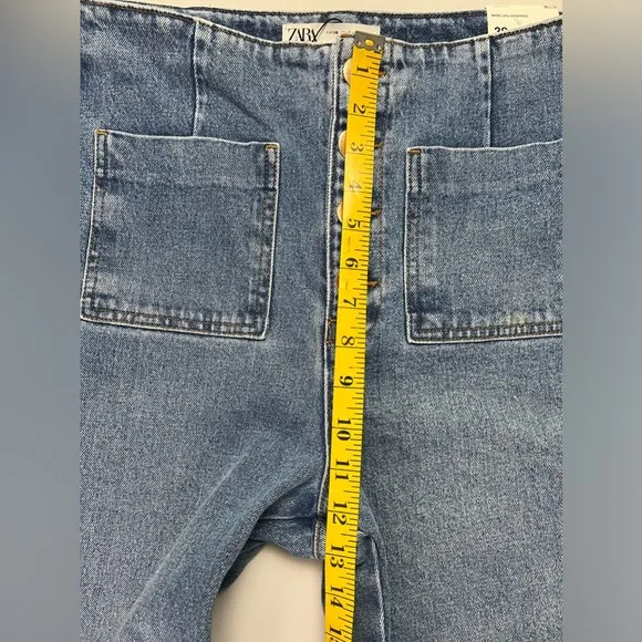 Zara Wide Leg High Rise Cropped Jeans
