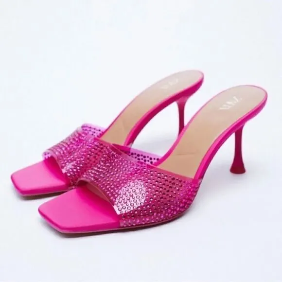 ZARA SPARKLY VINYL SANDALS BARBIECORE BARBIE