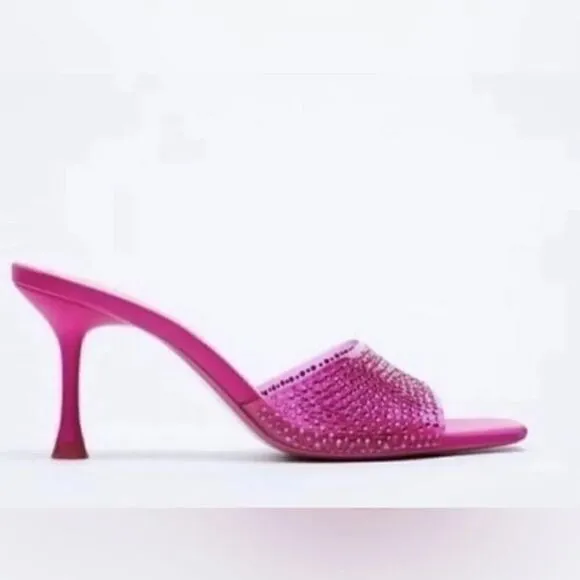 ZARA SPARKLY VINYL SANDALS BARBIECORE BARBIE