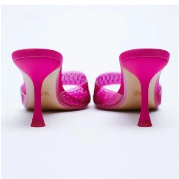 ZARA SPARKLY VINYL SANDALS BARBIECORE BARBIE